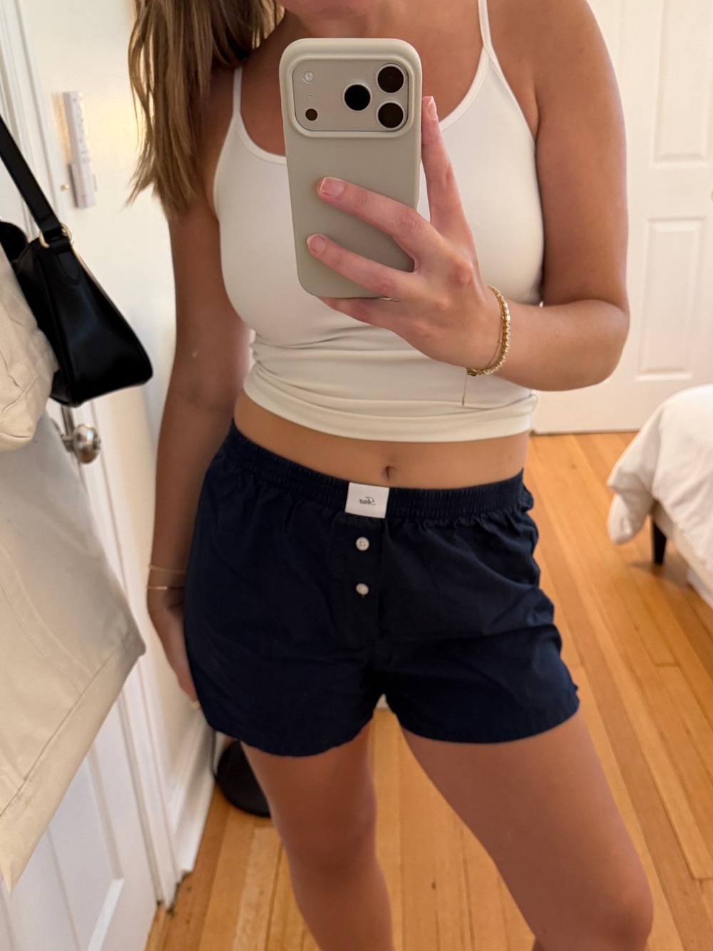 TNA Navy Button-Front Lounge Shorts